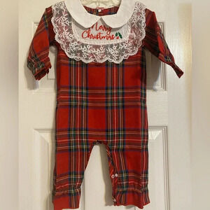 New Christmas Tartan Plaid Romper
